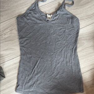 Gray Ribbed Women's Top